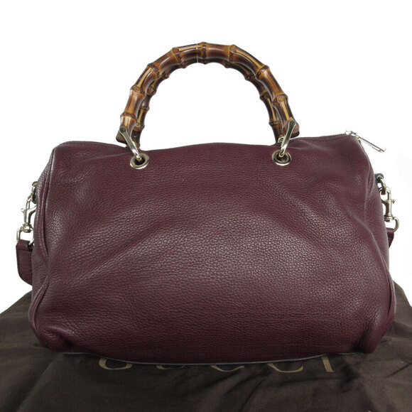 Gucci Handbags - Gucci Bordeaux Bag Shoulder Handbag Leather Bamboo